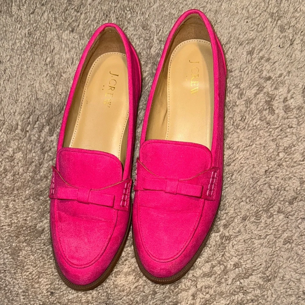 J. Crew Pink Suede Bow Loafers for Women (size 9.5) - Picture 2 of 10